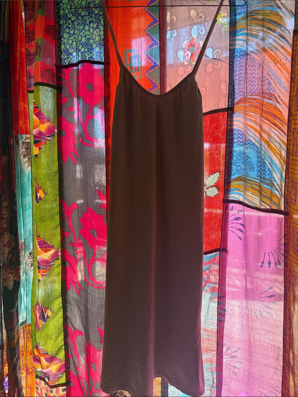 Vintage Lindsey Roscoe for Farr West Tan Midi Chemise Nightgown Size M